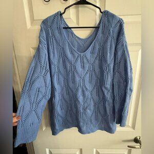T.J.Maxx Light Blue V-Neck Sweater